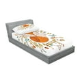 thumbnail image 2 of Ambesonne Cartoon Fitted Sheet & Pillow Sham Set, Fox Flowers, Twin, Dark Orange White, 2 of 2