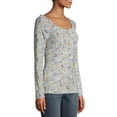 thumbnail image 4 of No Boundaries Juniors' Long Sleeve Floral Top with Face Mask, 4 of 6