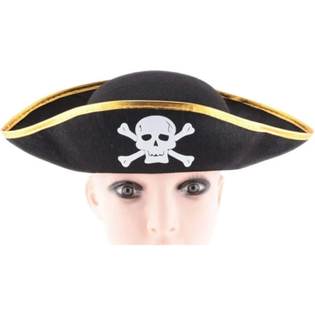 Kids Boys Girls Pirate Halloween Costume Felt Hat with Skull and Crossbones Print