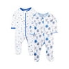 Little Star Organic Newborn Baby Boy Sleep 'N Play Footed Pajamas, 2-Pack