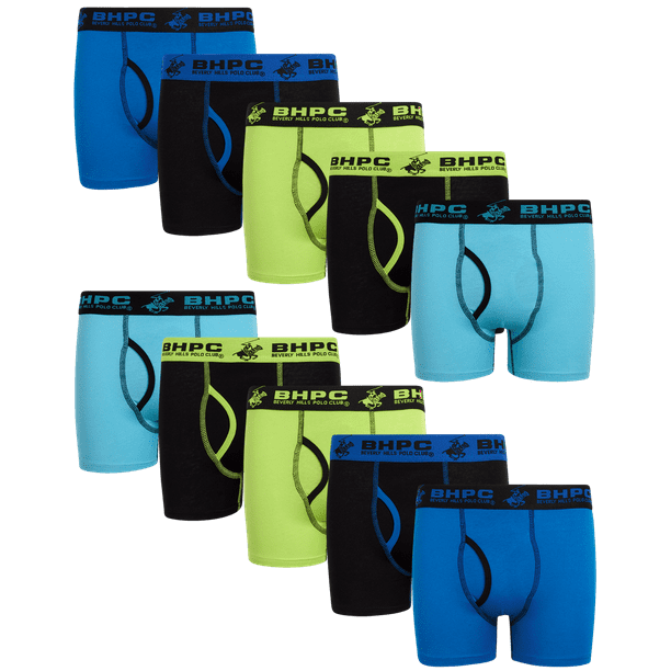 Beverly Hills Polo Club Boys' Underwear - 10 Pack Cotton Boxer Briefs ...