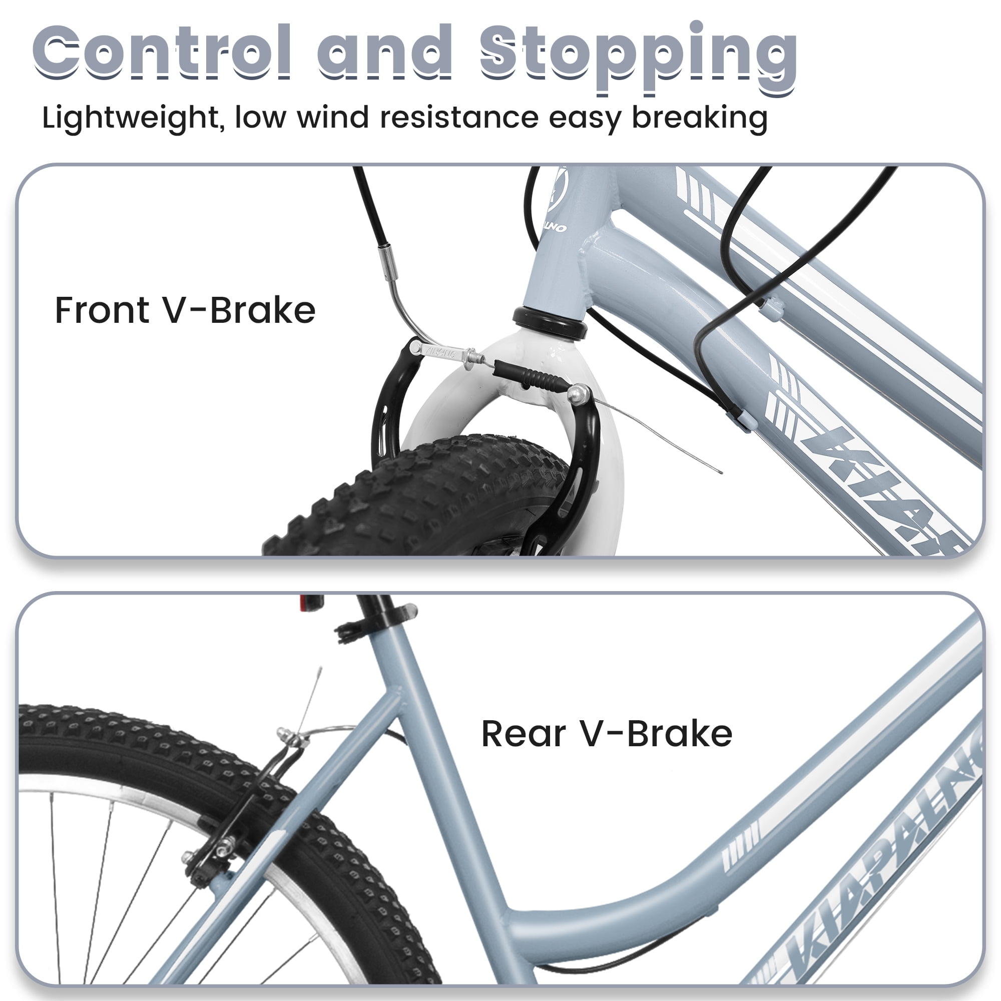 26 Inch Mountain Bike for Women, 21 Speed Mountain Bicycle with V-Brake and Carbon Steel Frame, Female Commuting City Bike to School Work, Silver-Grey