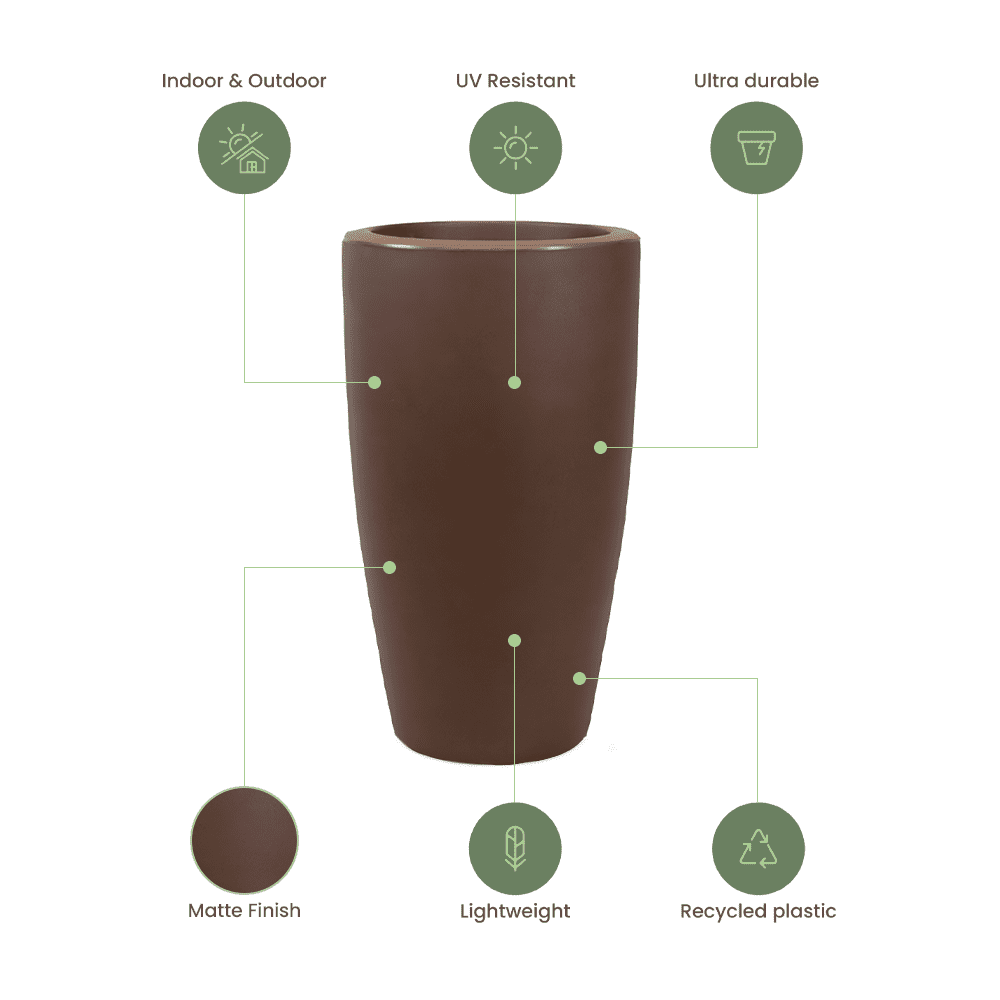 Ecobo 28" Tall Planter | Eco-Friendly, Durable, Lightweight | Indoor/Outdoor Use, All-Weather, Contemporary Design by Brazilian Artisans - Bronze