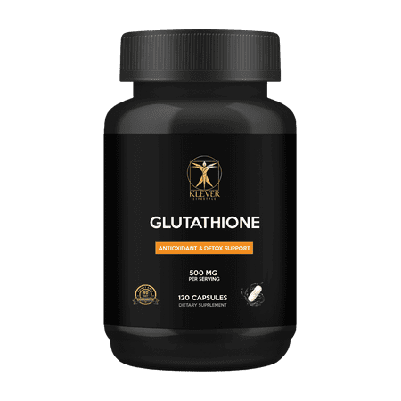 Glutathione 500mg Supplement by Klever Lifestyle - Reduced L-Glutathione for Antioxidant & Immune Support - 120 Vegan Capsules