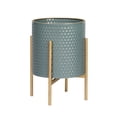 thumbnail image 2 of Honeycomb Metal Planter Pot With 4-Leg Gold Metal Base - Blue-Green - 18"H x 13.75"W, 2 of 4