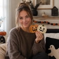 thumbnail image 5 of Mskk Wooden Pumpkin Tabletop Ornaments 5 Inch, Halloween Multiple Color 2D Pumpkins Decor Indoor for Mantel Shelf Farmhouse Indoor Home Party Display, 5 of 7