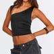 thumbnail image 1 of Camiseta con espalda descubierta para mujer, Tops cortos de manga corta, jerséis informales a la moda, ropa de calle Y2K, camisetas de Base sólida negra, 1 of 5