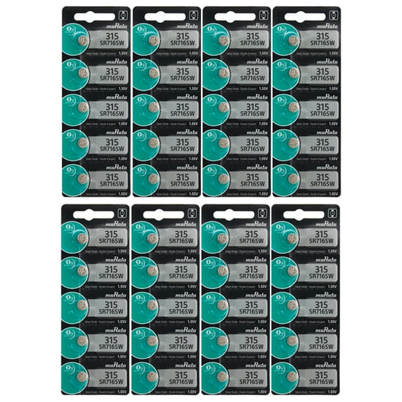 Murata 315 - SR716 Silver Oxide Button Battery 1.55V - 40 Pack