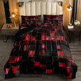 thumbnail image 1 of Black and Red Comforter Set Modern Geometric Bedding Comforter Sets Gradient Neon Cubes Twin Quilt Set Girls,Abstract Square Grid Duvet Insert Geometry Lattice Wall Brick Decor, 1 of 5