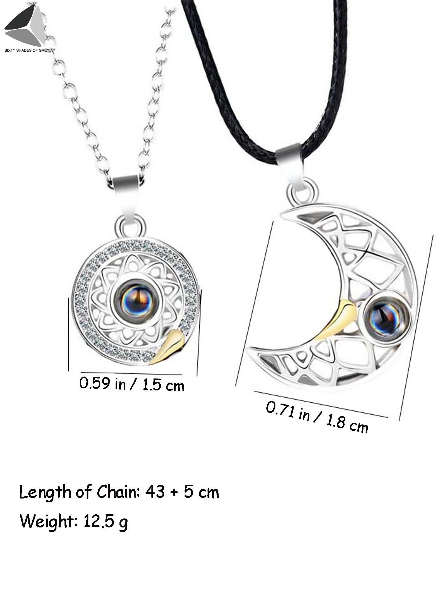 Fashion Couple Matching Magnetic Necklace Sun and Moon Jewelry Gift