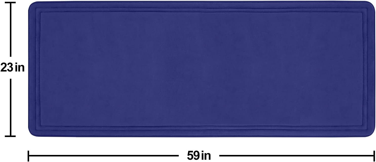 ITSOFT Luxury Memory Foam Bathroom Mats, Non-Slip Bathmat Set, Blue, 23” x 59"