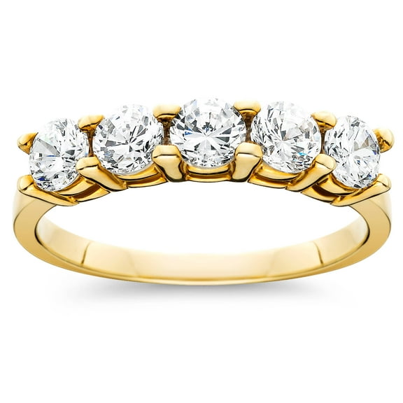 Pompeii 1ct Five Stone Diamond Ring 14K Yellow Gold (G/H,I2-I3)