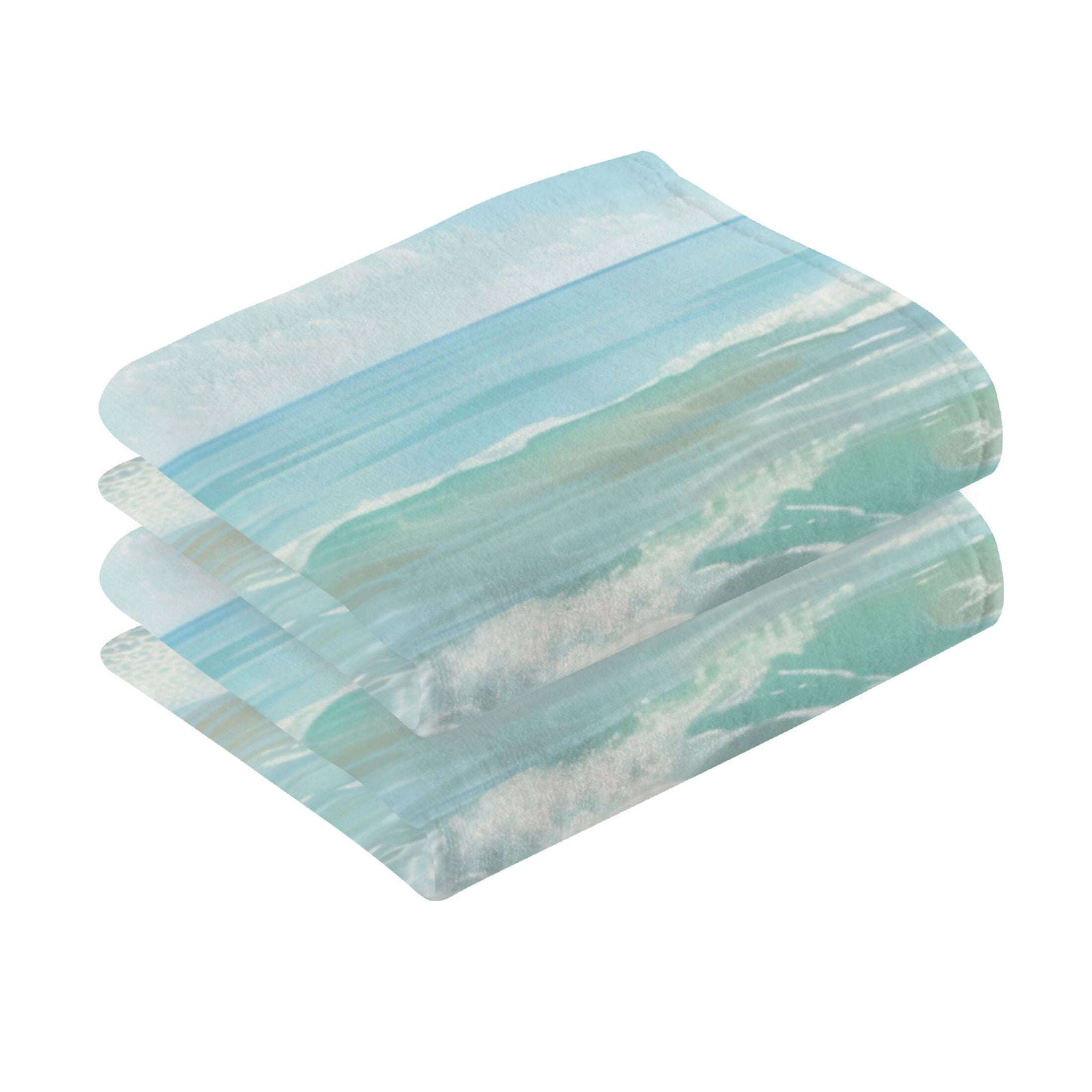 Seashells Sea Stars Beach Hand Towel Set 2 Pcs Cotton Absorbent Soft Face Towels 400 GMS Bath Towels for Bathroom Kitchen Shower Hotel Decor 16"x28"
