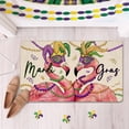 thumbnail image 2 of Mardi Gras Flamingo Decorative Front Door Mat, Mask Feather New Orleans Carnival Doormat Indoor Outdoor Non-Slip Floor Entryway Rug, Beads Masquerade Holiday Home Kitchen Decoration 17x30 Inch, 2 of 6