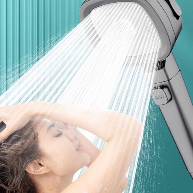Cabezal de ducha Chamoist, cabezal de ducha turbo, boquilla de ducha para baño doméstico, calentador de agua, ducha con filtro, 4 modos de baño, un cabezal de ducha con función de parada de agua