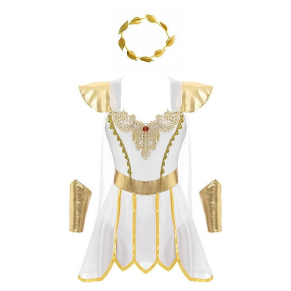 Sxiwei Womens Ancient Greek Roman Toga Outfit Dress Halloween Festival Theme Party Costume White L