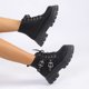 thumbnail image 5 of NECHOLOGY Botas Mujer Zapatos Botines de mujer Botas de tobillo gruesas de tacón grueso con cordones decorativos con hebilla de cinturón de cuero sólido a la moda para mujer (Black, 8), 5 of 6
