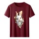 thumbnail image 4 of Tops de Cuello Alto para las Mujeres Amante Impreso Camiseta Cuello Redondo Manga Corta, Poliéster Spandex, 4 of 7