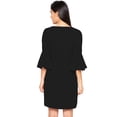 thumbnail image 3 of eloria Women's Midi Dress Bell Sleeve Key Hole Tie Neck Summer Dress Size: XS | Color: Black, 3 of 5