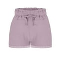 thumbnail image 3 of Jalioing Women's Shorts Fashion Ruffle Waist Drawstring Casual Shorts Wide Leg Lace Trim Summer Loose Shorts, 3 of 5