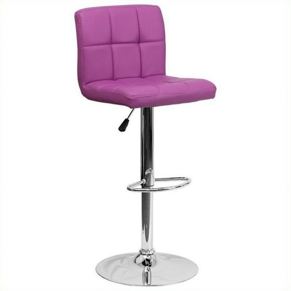 Bowery Hill Adjustable Faux Leather Quilted Bar Stool in Purple