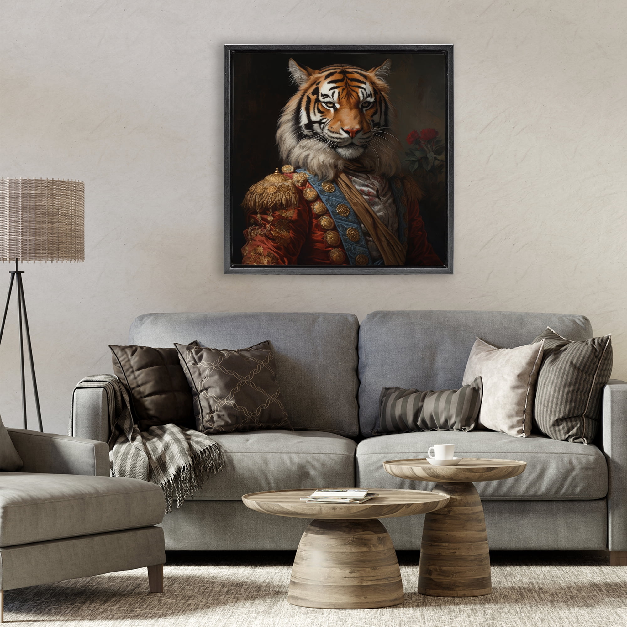 Stupell Industries Noble Tiger Transformation Black Framed Floater Canvas Wall Art, design by Lazar Studio