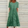 thumbnail image 2 of Edvintorg Dresses for Women Vintage Floral Printed Round Neck Short Sleeve Casual Summer Dress with Pocket Vacation Beach Dresses for Women, 2 of 5
