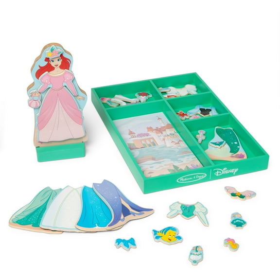Melissa & Doug Disney Princess Ariel Magnetic Dress-Up Wooden Doll Pretend Play Set (30 Pieces)