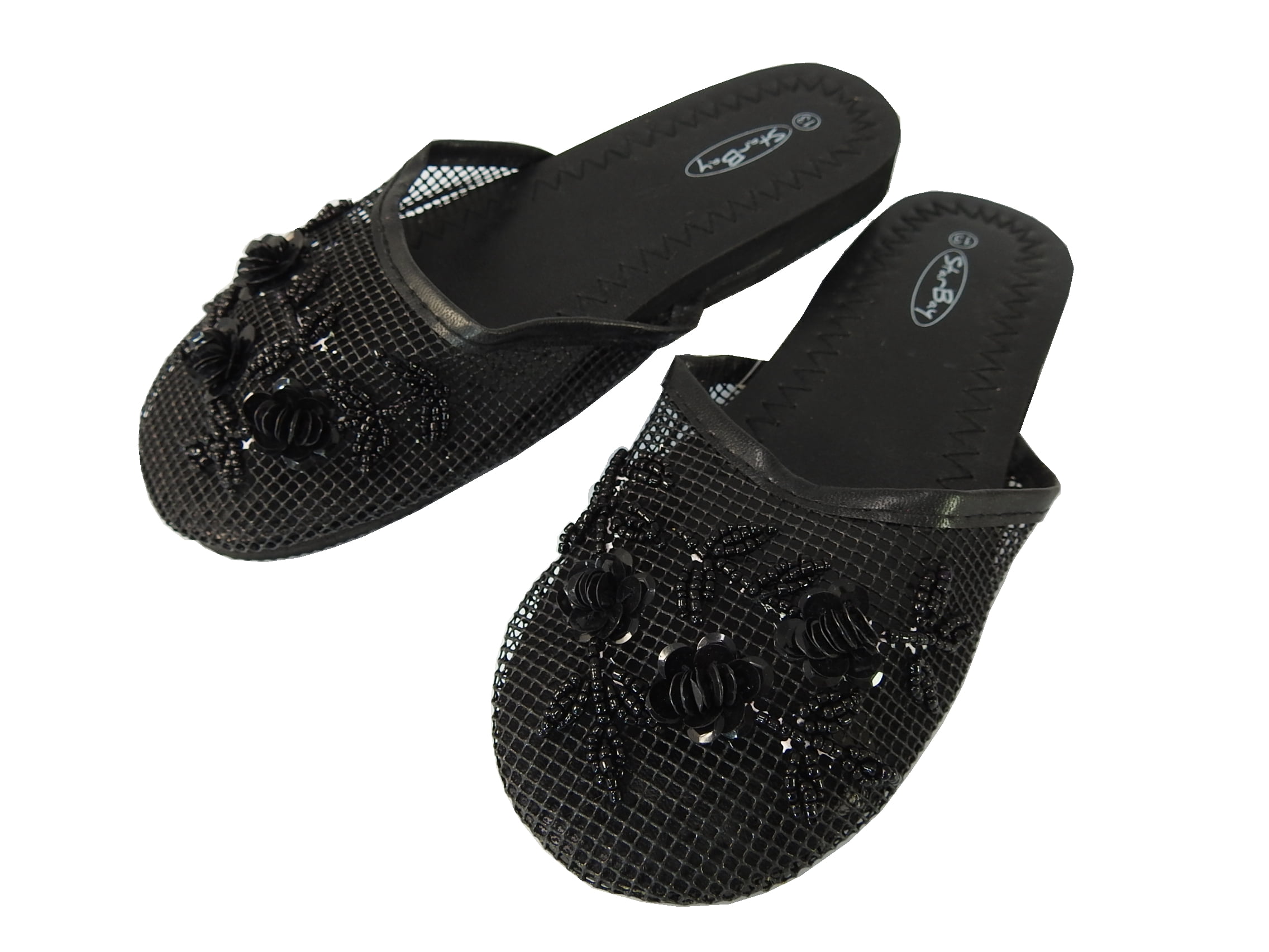 girls black slippers