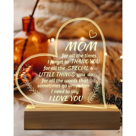 Mom Mothers Day Gifts Acrylic Engraved Night Light 15 * 19CM Presents Birthday Christmas Gifts for Mom from Daughter Son Mom Mothers Day Gifts Acrylic Engraved Night Light 15 * 19CM Presents Birthday Christmas Gifts for Mom from Daughter Son