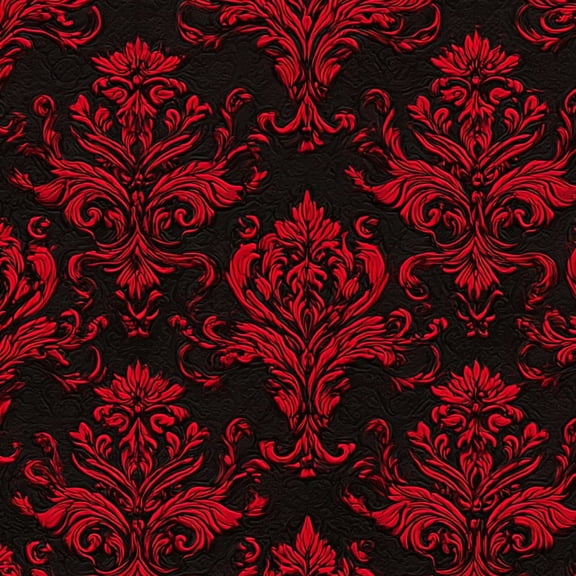 Peel and Stick Wallpaper Red Black Floral Damask Ornate Baroque Design Wall Mural 17.7in x 9.8ft Self Adhesive Removable Wall Paper Renter Friendly Wallpaper for Nursery Bedroom Cabinets