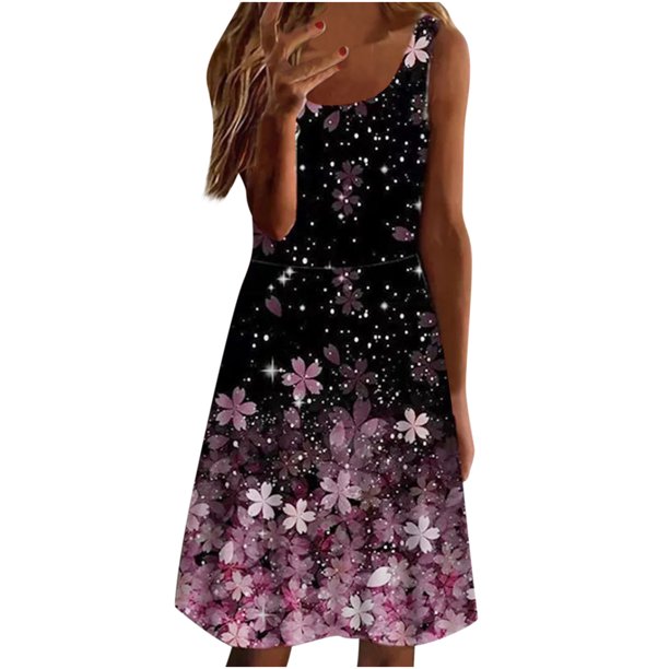 Vestido de cintura midi de manga corta con estampado informal de moda con cuello redondo para mujer Fridja bnh1111