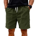 thumbnail image 2 of LWavelet Men's Corduroy Casual Shorts Drawstring Elastic Waist Plain Pocket Retro Streetwear Shorts Army Green XL, 2 of 5