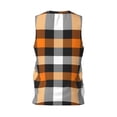 thumbnail image 3 of Easygdp Orange Plaid Men's Mesh Basketball Jersey Quick Drying Sleeveless Shirts Fitted Muscle Tank Tops Sport Round Neck T-Shirt - Small, 3 of 9