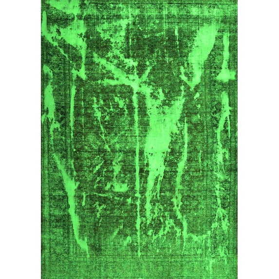 Ahgly Company Indoor Rectangle Abstract Green Contemporary Area Rugs, 3' x 5'
