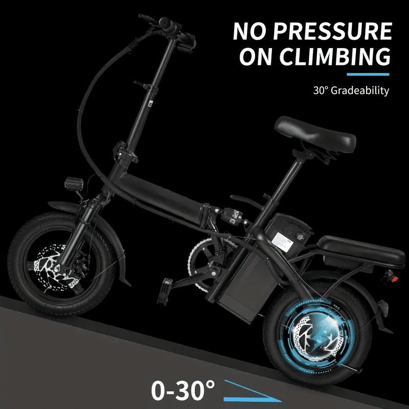500W 19 mph Adult Folding Electric Bike, Folding Compact Electric Bike, Fat Tire Electric Bike, Portable Electric EBike With Pedals With 48V 10AH Battery, Suitable For Mountain, Beach, Snow Riding