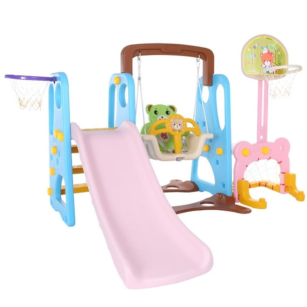 Lanhui 5 In 1 Kids Indoor And Outdoor Slide Swing And Basketball Football Baseball Set Applicable To Family Parent Child Activities Walmart Com Walmart Com