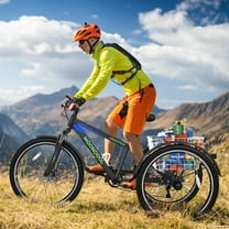 Slsy Mountain Tricycle for Adults, 24/26/27.5 Inch MTB 7 Speed Three Wheel Bike, Adults Tricycle with Cargo Basket for Adults, Women, Men, Seniors