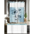 thumbnail image 6 of No Hook Cloth Fabric Shower Curtain with Snap in Liner, Blue Flower Waterproof Shower Curtains Set with See Through Top Window, Retro Gradient Texture Painting Plant Leaf Bath Curtains Shower 72"x78", 6 of 6