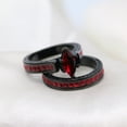 thumbnail image 4 of GY Black Gold Plated Marquise cut Red AAA CZ 2pcs Womens Wedding Ring Sets Bridal Sets, 4 of 4
