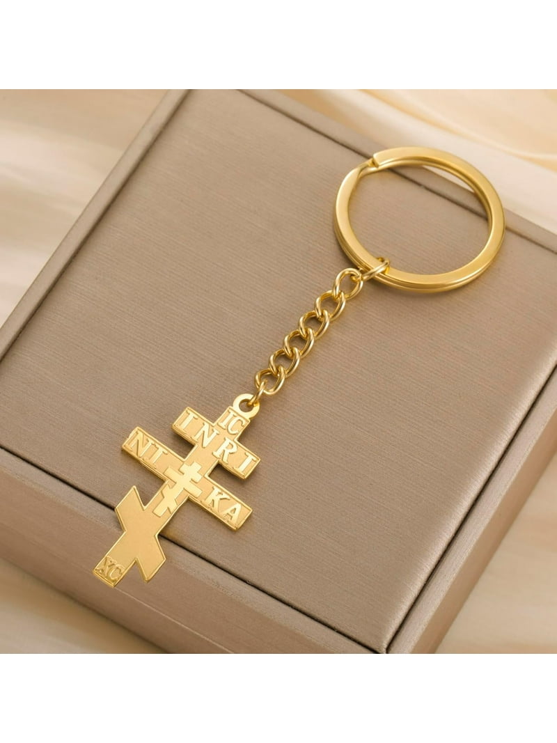 Russian Orthodox Cross Keychain IC XC NIKA Eastern Cross Jesus