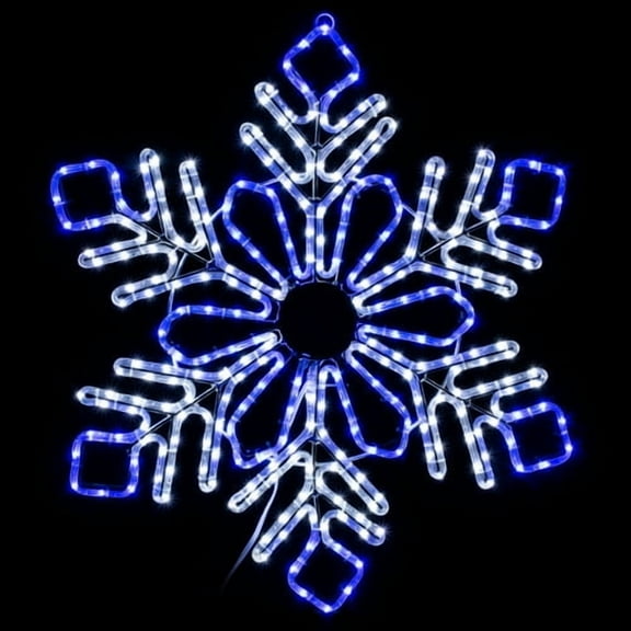 Brilliant Brand Lighting LED Rope Light Snowflake Motif v1 - Lighted Silhouette - Cool White and Blue - 32 Inch