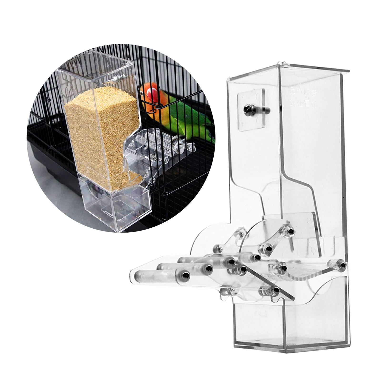 koolsoo Automatic Bird Feeder Hanging Parrot Feeder No Mess Cage Accessories Feeding Station Supplies Food Container for Lovebirds Canary Cockatiel