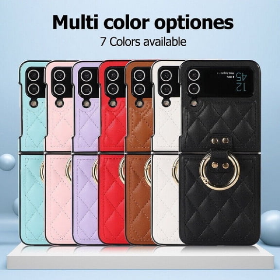 For Samsung Galaxy Z Flip4 Phone Case，Shockproof PU Leather Ring Holder Cover