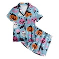 thumbnail image 4 of Girl Boy Halloween Pajamas Pumpkin Shorts Sleeve Button Down Shirt Pants Fall Pjs Nightgown, 4 of 5