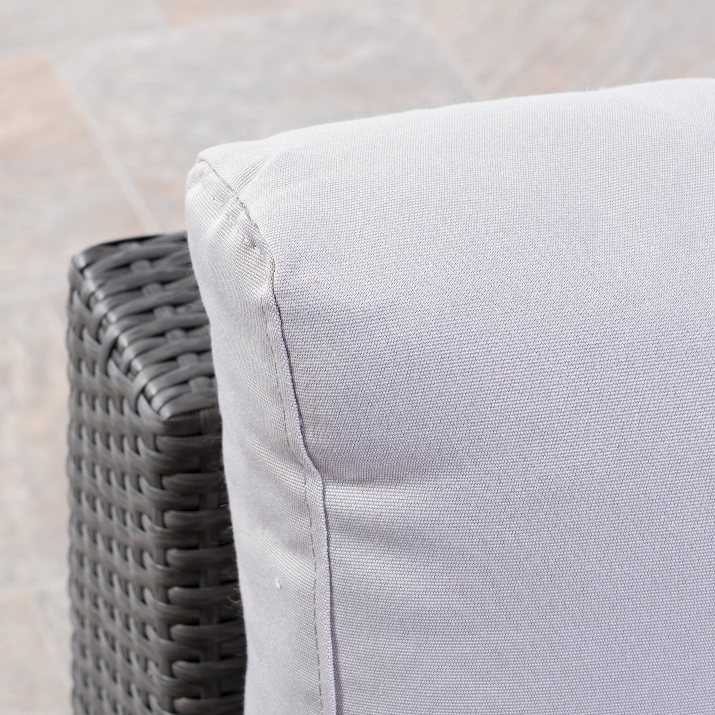 Outdoor 7 Seater Wicker Sectional Sofa Set with Cushions, Grey,Silver