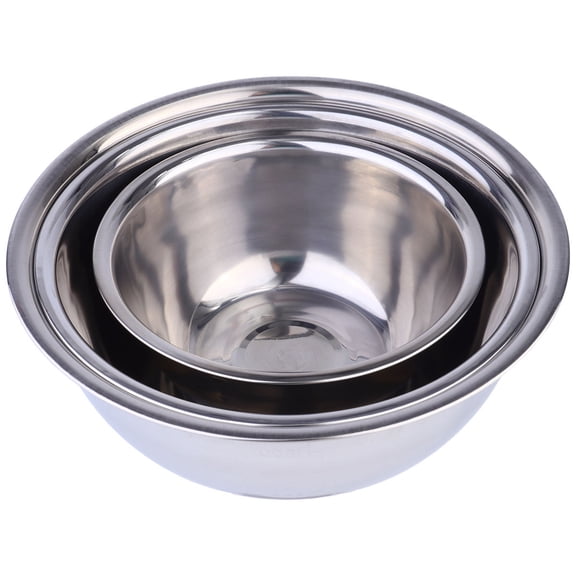 CHICHUMID 1Set Stainless Steel Salad Bowl Set for Kitchen Storage Silver Mixing Bowls