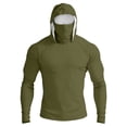 thumbnail image 2 of Men's Full Face Coverage Sun Shirt with Built-in Mask and Thumbholes Featuring Raglan Sleeves for Summer Fishing Hiking Cycling Running Beach Trips Army Green L, 2 of 9
