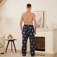 thumbnail image 2 of U2SKIIN Mens 100% Cotton Pajama Pants, Fleece Plaid Soft PJS Bottoms with Pockets and Button Fly (BLUE GREY RHOMBUS PLAID, L), 2 of 2
