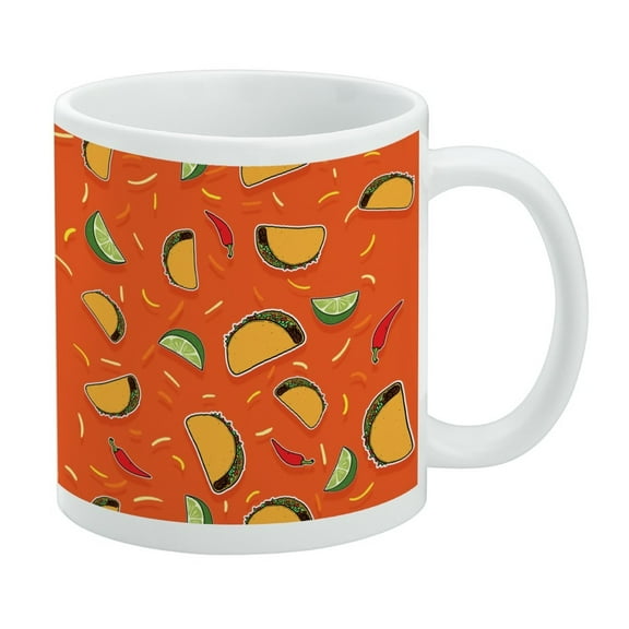 Delicious Taco Fiesta Pattern with Chili and Lime White Mug